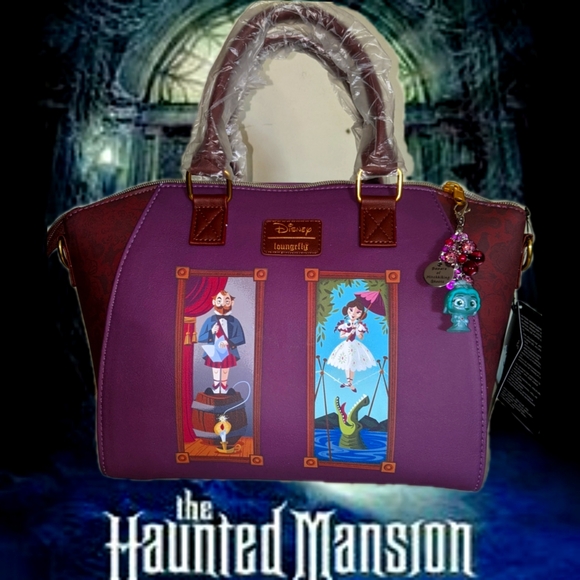 NWT Loungefly  Haunted Mansion Stretching Portraits Satchel Bag,CHARM& WALLET! - Picture 3 of 13